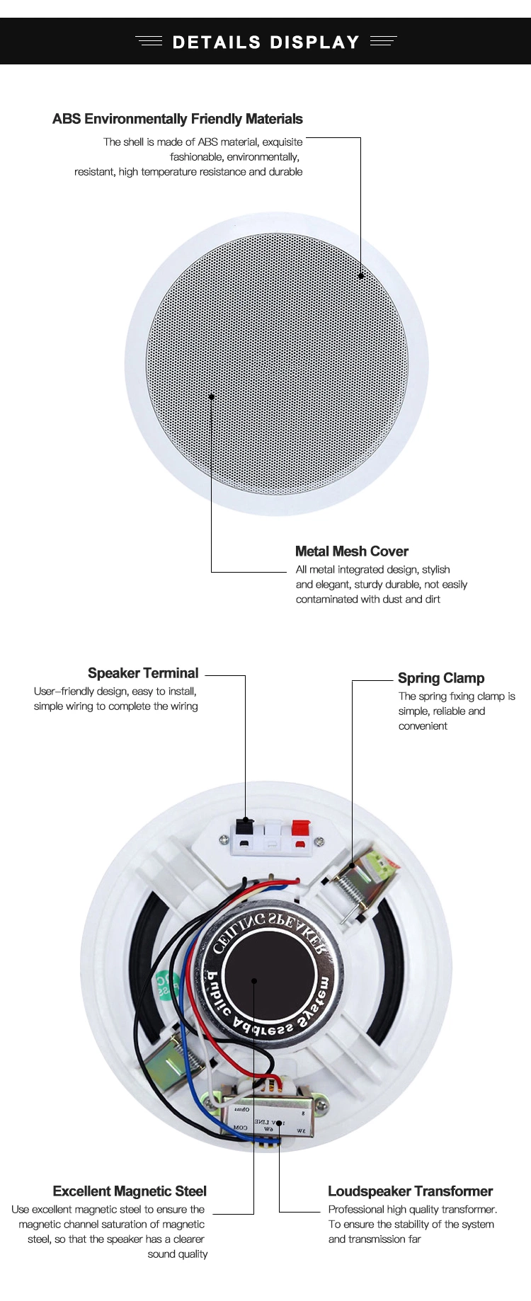 OEM Wholesale in-Ceiling Speaker PA System 6W Ceiling Speaker for Commercial